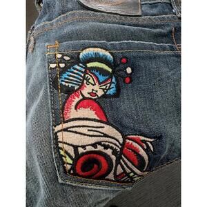 NWT New Vintage Ed Hardy x Christian Audigier Geisha Embroidered Jeans 29
